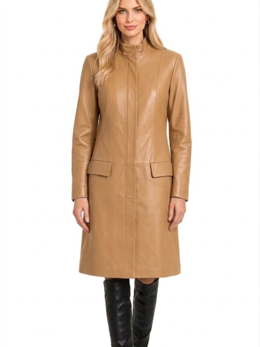 I.N.C International Concepts Leather Mock Neck Trench Coat S